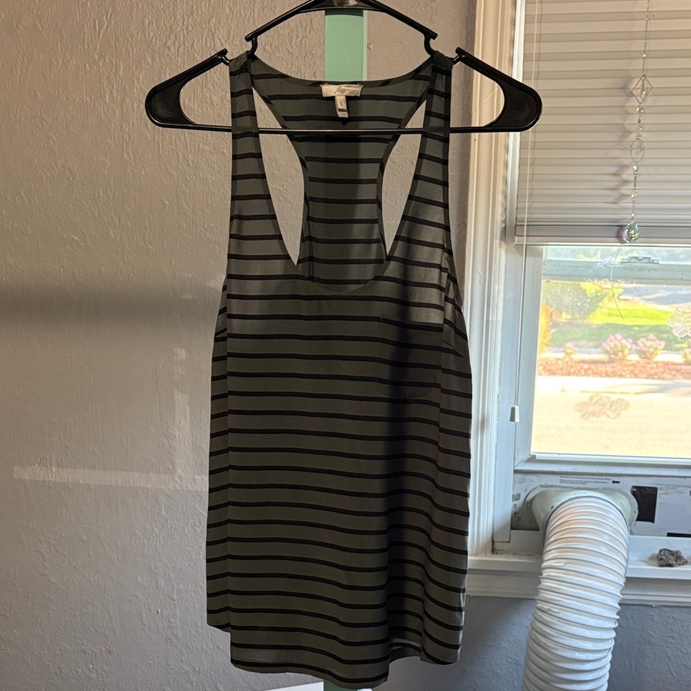 100% Silk Joie Striped Racerback Tank Top